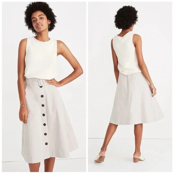 Madewell gray trench button down midi skirt - Picture 1 of 6